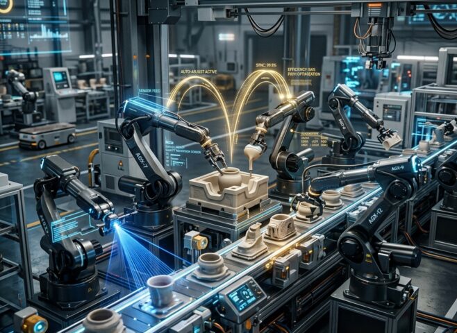 Autonomous collaborative robotic arm production curve optimization agents